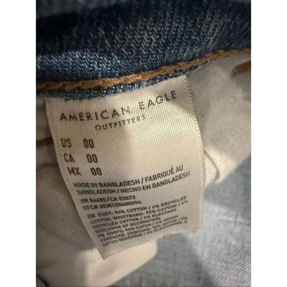 American Eagle Baggy Mom Shorts Denim Destroyed Sz 00